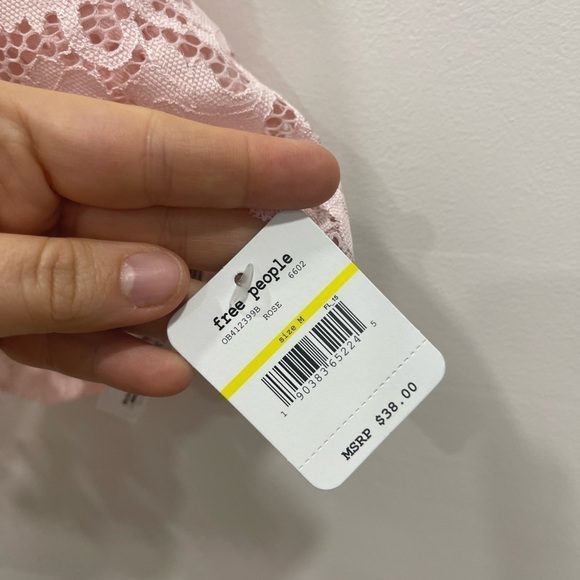 Intimately Free People Sheer Lace Brami Cami Bra Top Pink New Medium - Picture 8 of 8